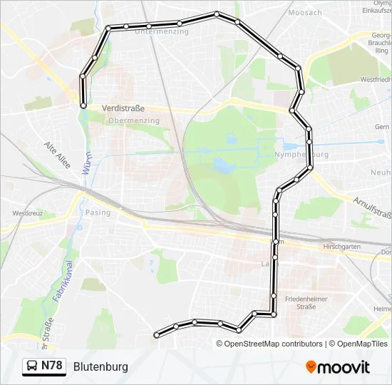 N78 Bus Line Map