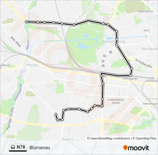N78 Bus Line Map