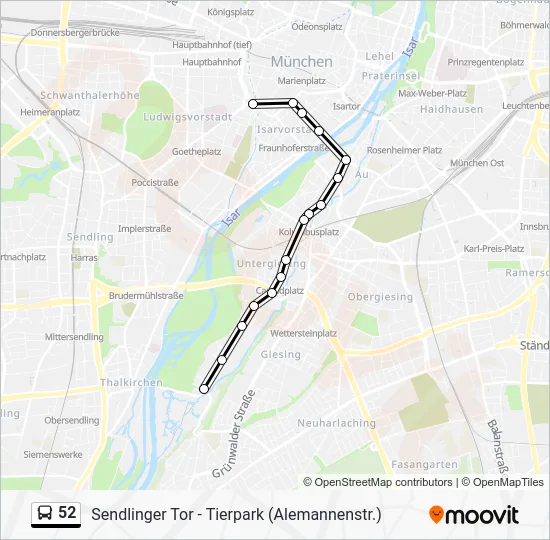 Автобус 52: карта маршрута