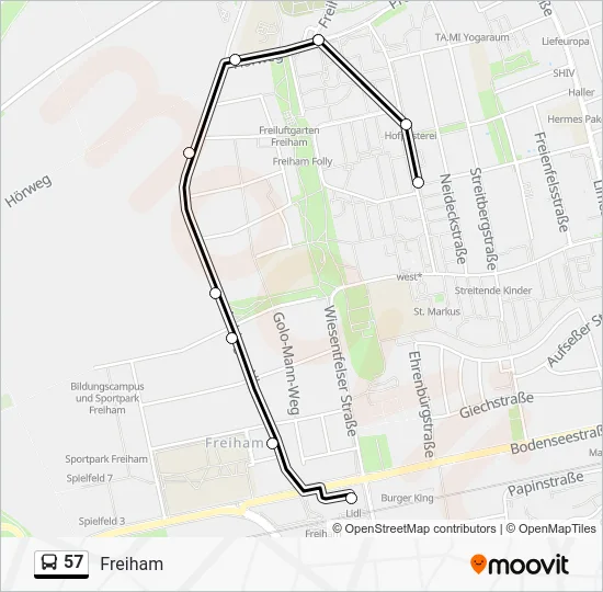 Автобус 57: карта маршрута