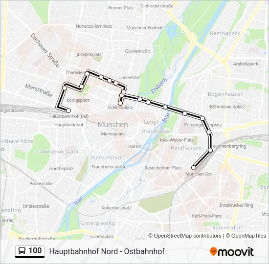 Автобус 100: карта маршрута