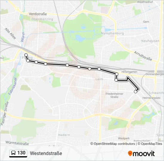 Автобус 130: карта маршрута