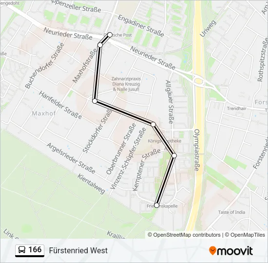 166 Bus Line Map