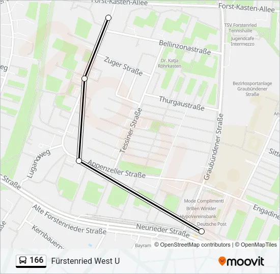 166 Bus Line Map