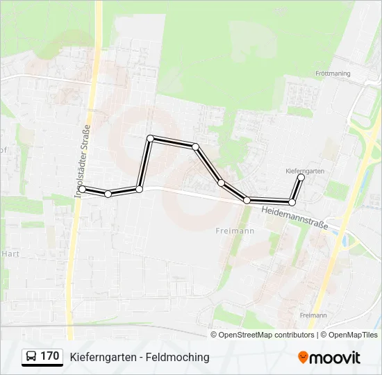 Автобус 170: карта маршрута
