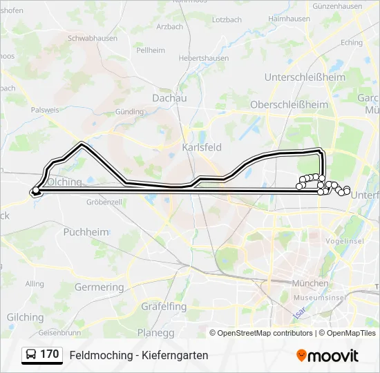 Автобус 170: карта маршрута