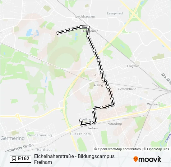 Автобус E162: карта маршрута