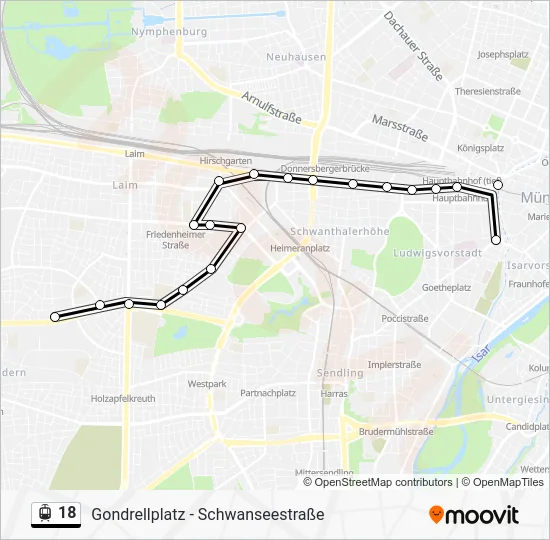 Трамвай 18: карта маршрута