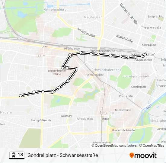 Трамвай 18: карта маршрута