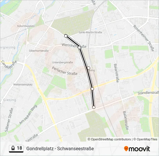 Трамвай 18: карта маршрута