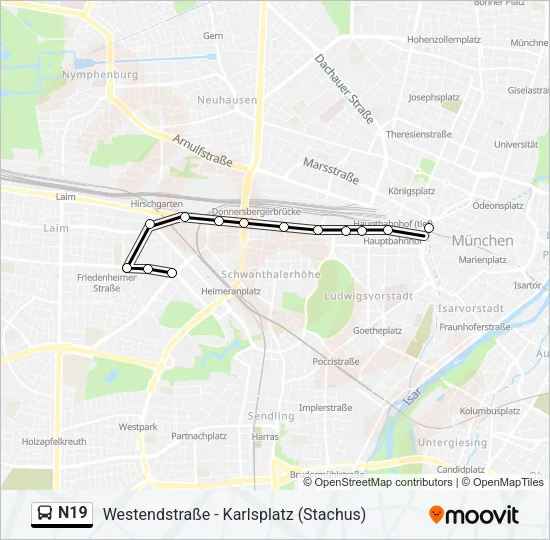 N19 Bus Line Map