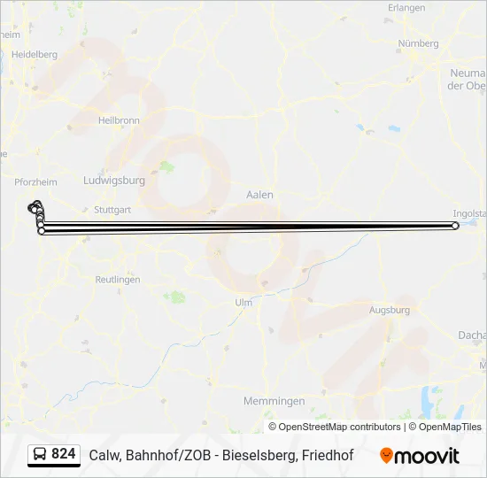 Автобус 824: карта маршрута