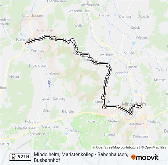 Поезд 921R: карта маршрута