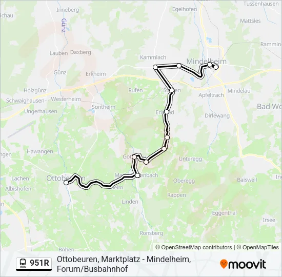 951R Train Line Map
