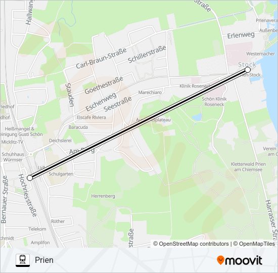 Поезд CHIEMSEEBAHN: карта маршрута