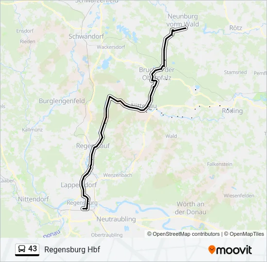 Автобус 43: карта маршрута