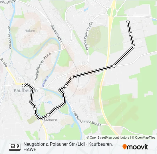 Автобус 9: карта маршрута