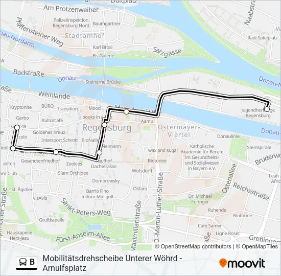 Автобус B: карта маршрута