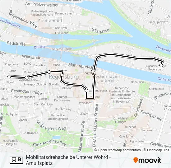 Автобус B: карта маршрута