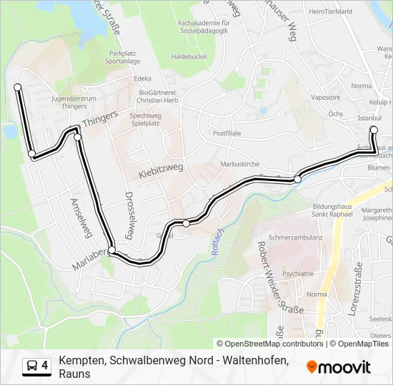 Автобус 4: карта маршрута