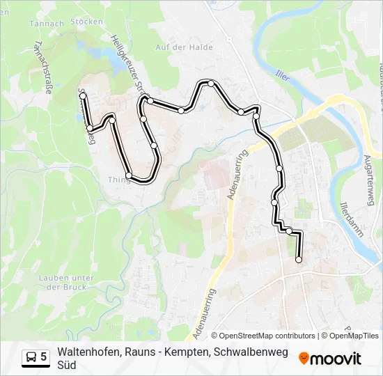 Автобус 5: карта маршрута
