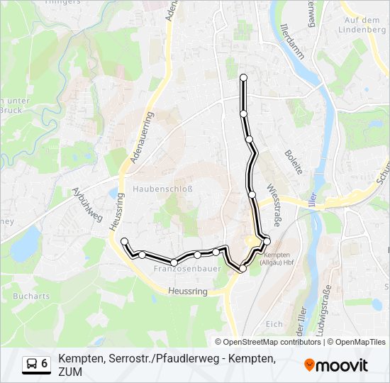 Автобус 6: карта маршрута