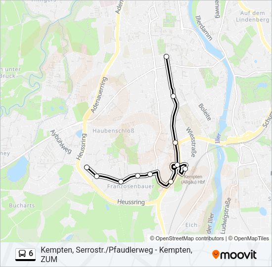 Автобус 6: карта маршрута