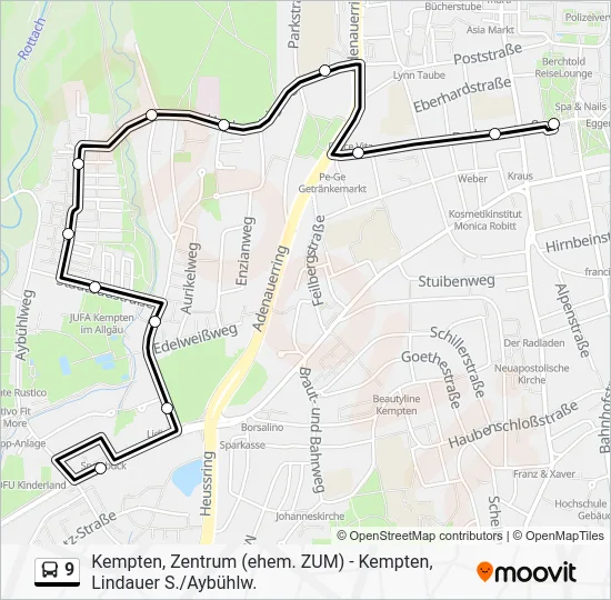 Автобус 9: карта маршрута
