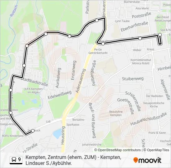 Автобус 9: карта маршрута