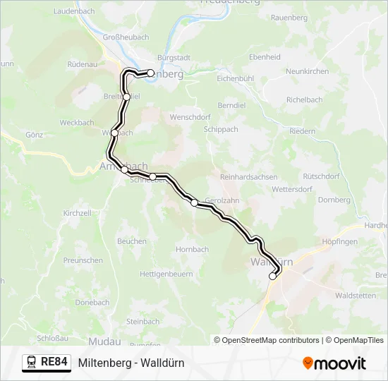 Поезд RE84: карта маршрута
