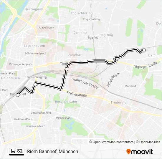 Автобус S2: карта маршрута