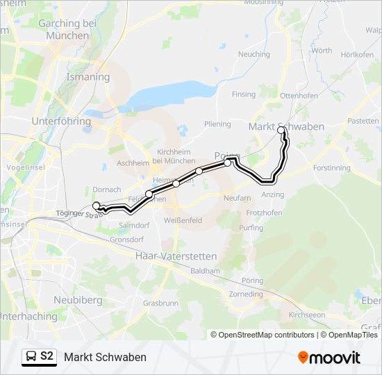 Автобус S2: карта маршрута