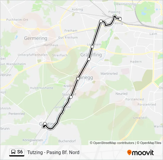 Автобус S6: карта маршрута