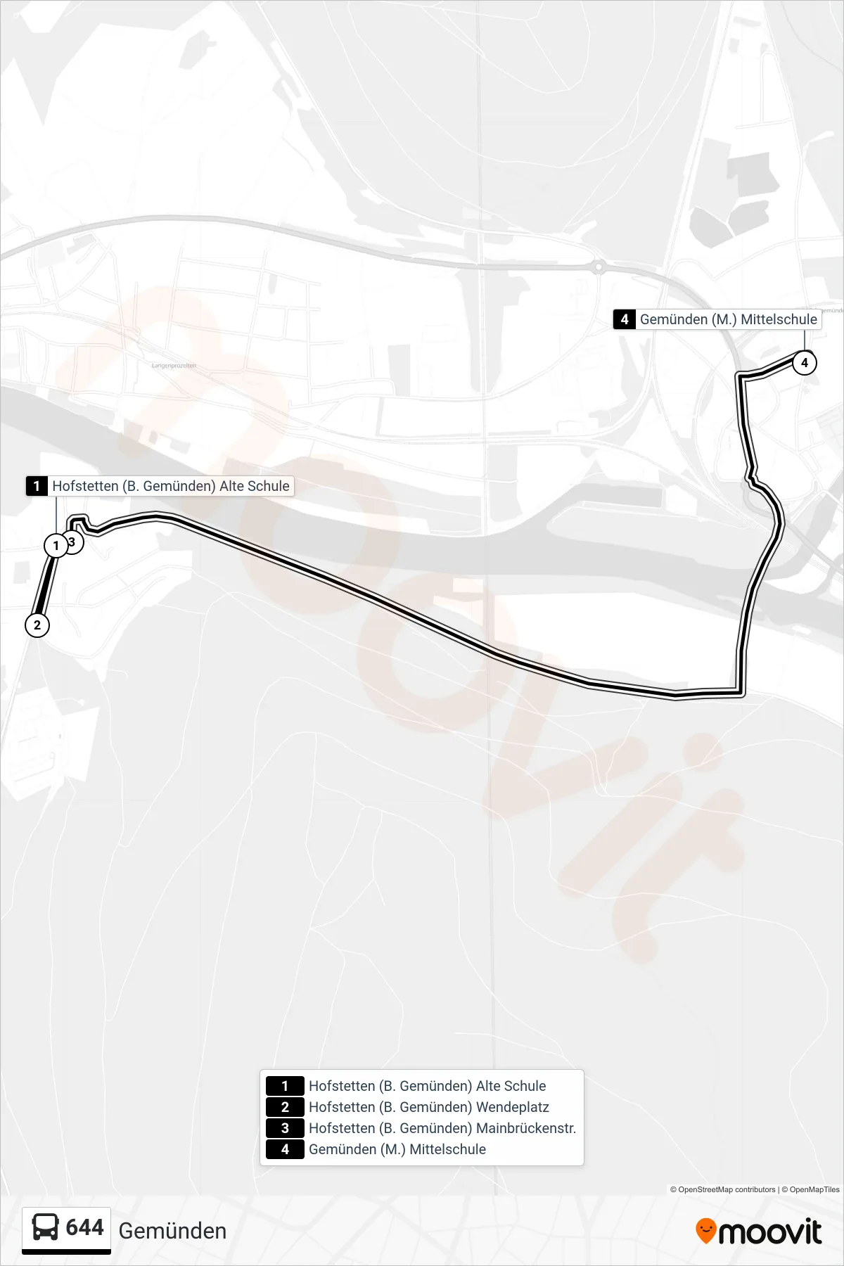 Linie 644 (Bus) Richtung Gemünden: Route und Haltestellen auf der Karte