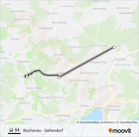 Автобус S4: карта маршрута