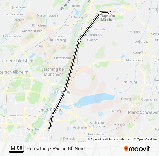Автобус S8: карта маршрута