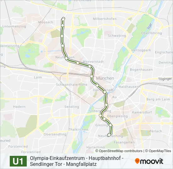 U1 Subway Line Map