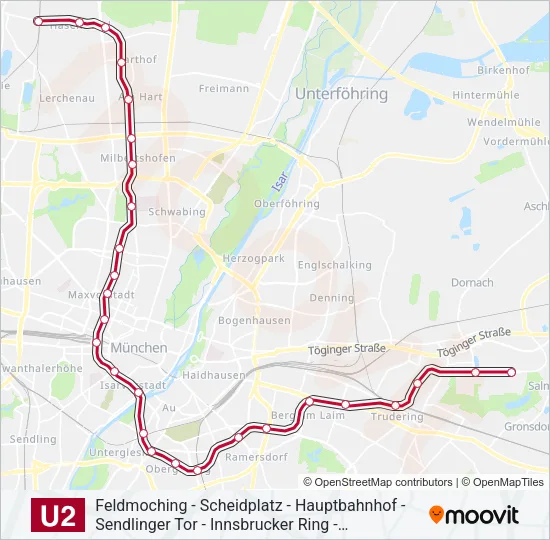 Метро U2: карта маршрута
