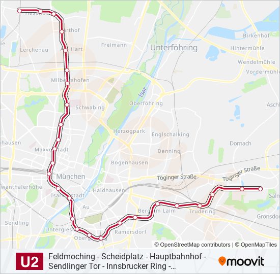U2 subway Line Map