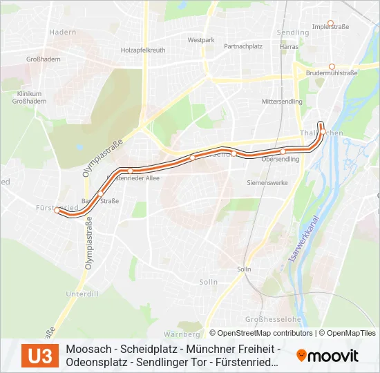 U3 Subway Line Map