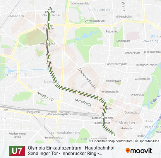 Метро U7: карта маршрута