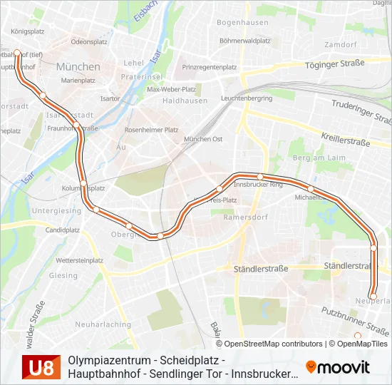 Метро U8: карта маршрута