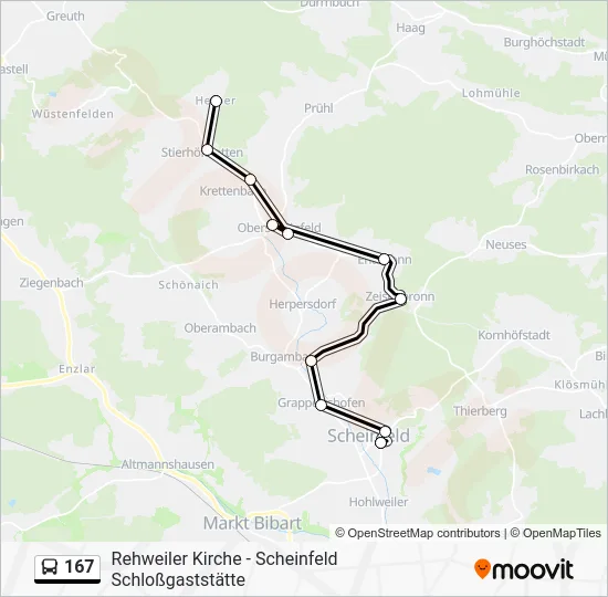 Автобус 167: карта маршрута