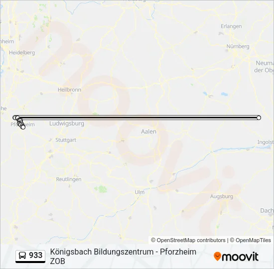 Автобус 933: карта маршрута