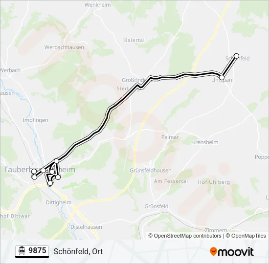 S-Bahn 9875: карта маршрута