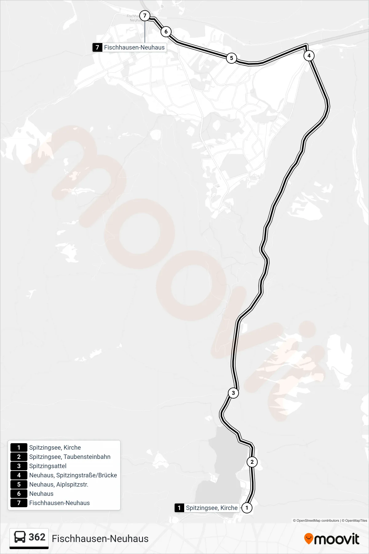 362 bus Line (Fischhausen-Neuhaus) route and stops on a map