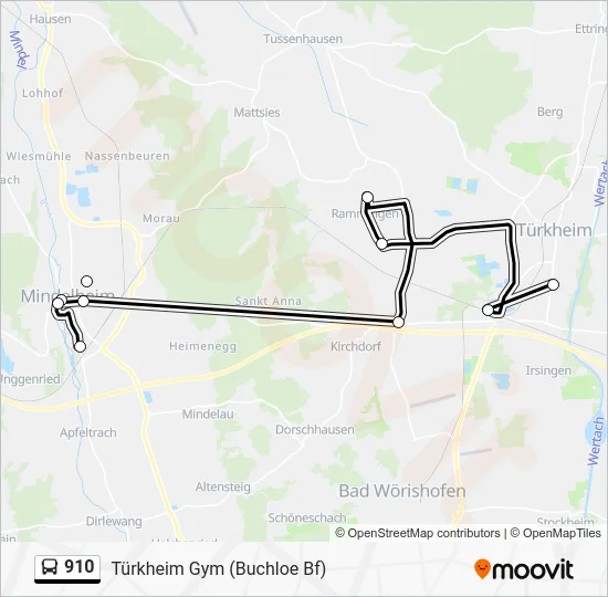 Автобус 910: карта маршрута