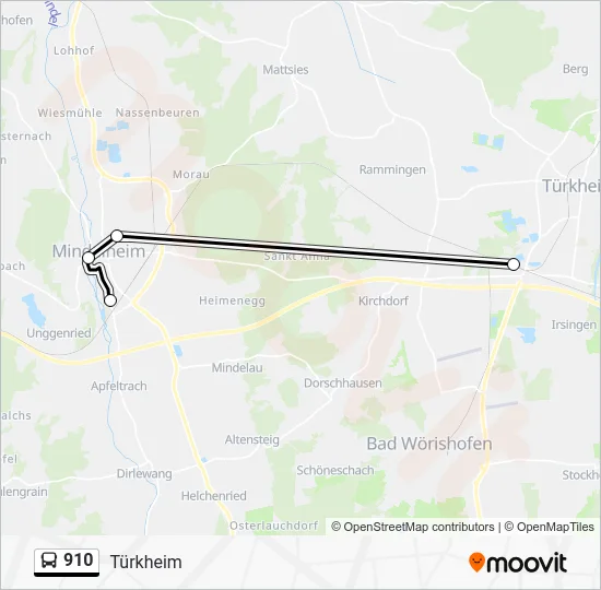 Автобус 910: карта маршрута