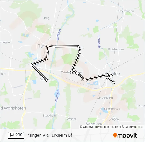 Автобус 910: карта маршрута