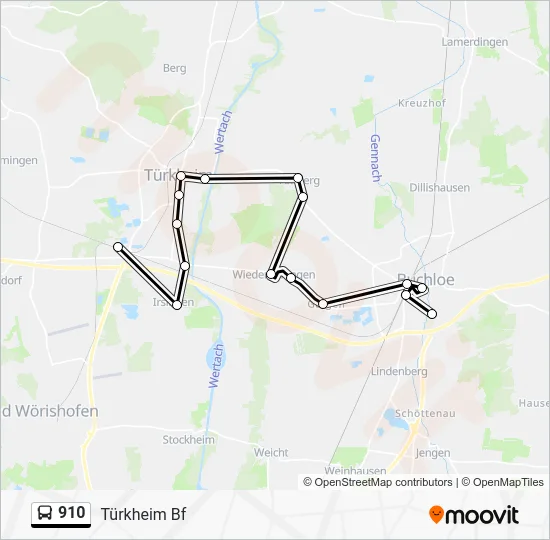 Автобус 910: карта маршрута